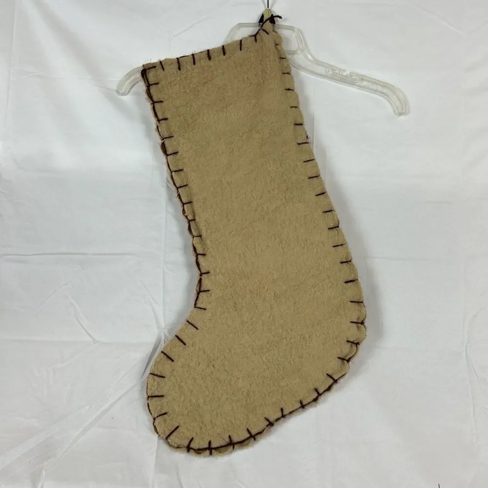 Christmas 23” Stocking Santa Holding A Bear 3D Handmade Holidays Mantel Bee Hive
